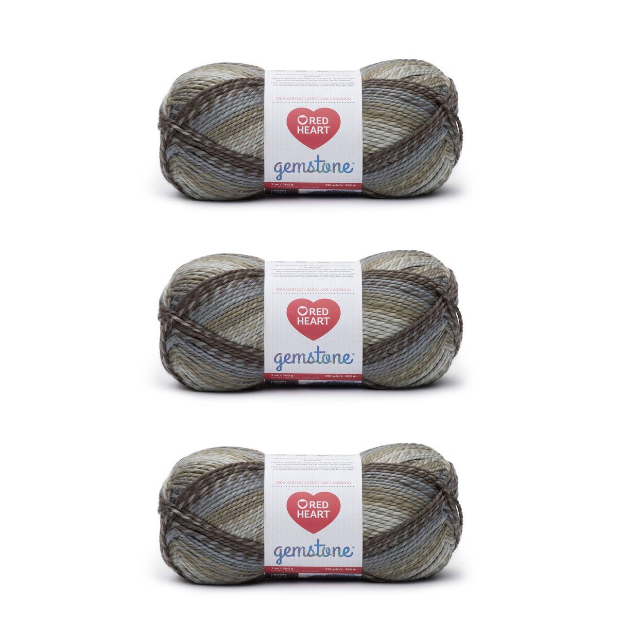 Red Heart Gemstone Diamond Yarn - 3 Pack of 200g/7oz - Acrylic - 5 Bulky - 312 Yards - Knitting/Crochet